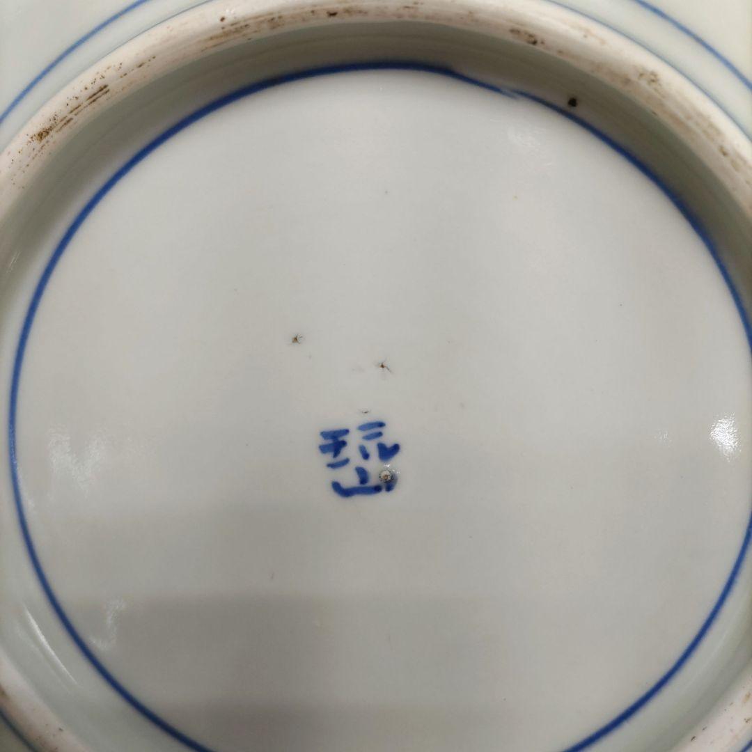 古伊万里青磁　扇面花の図　皿　D585