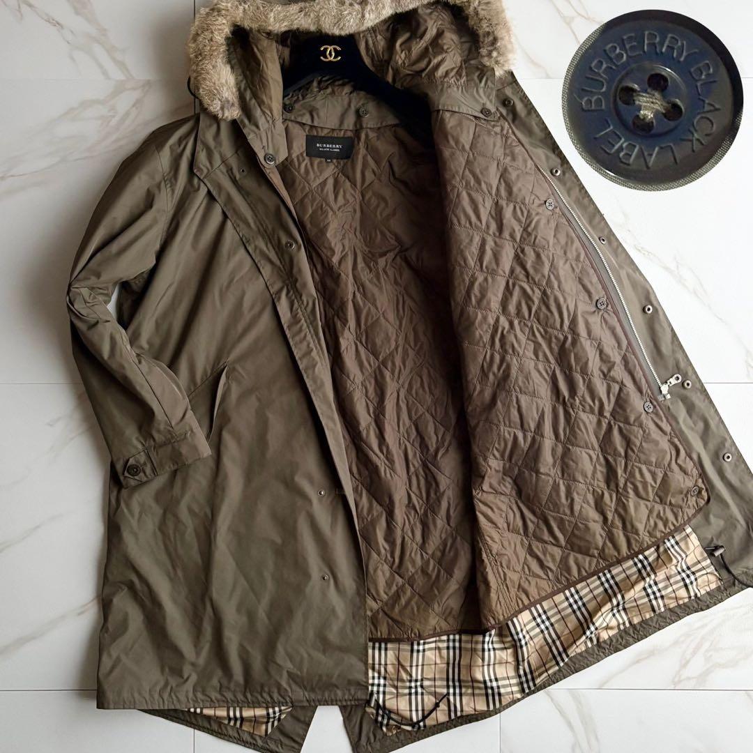美品◆バーバリーブラックレーベル モッズコート キルティング 2way M