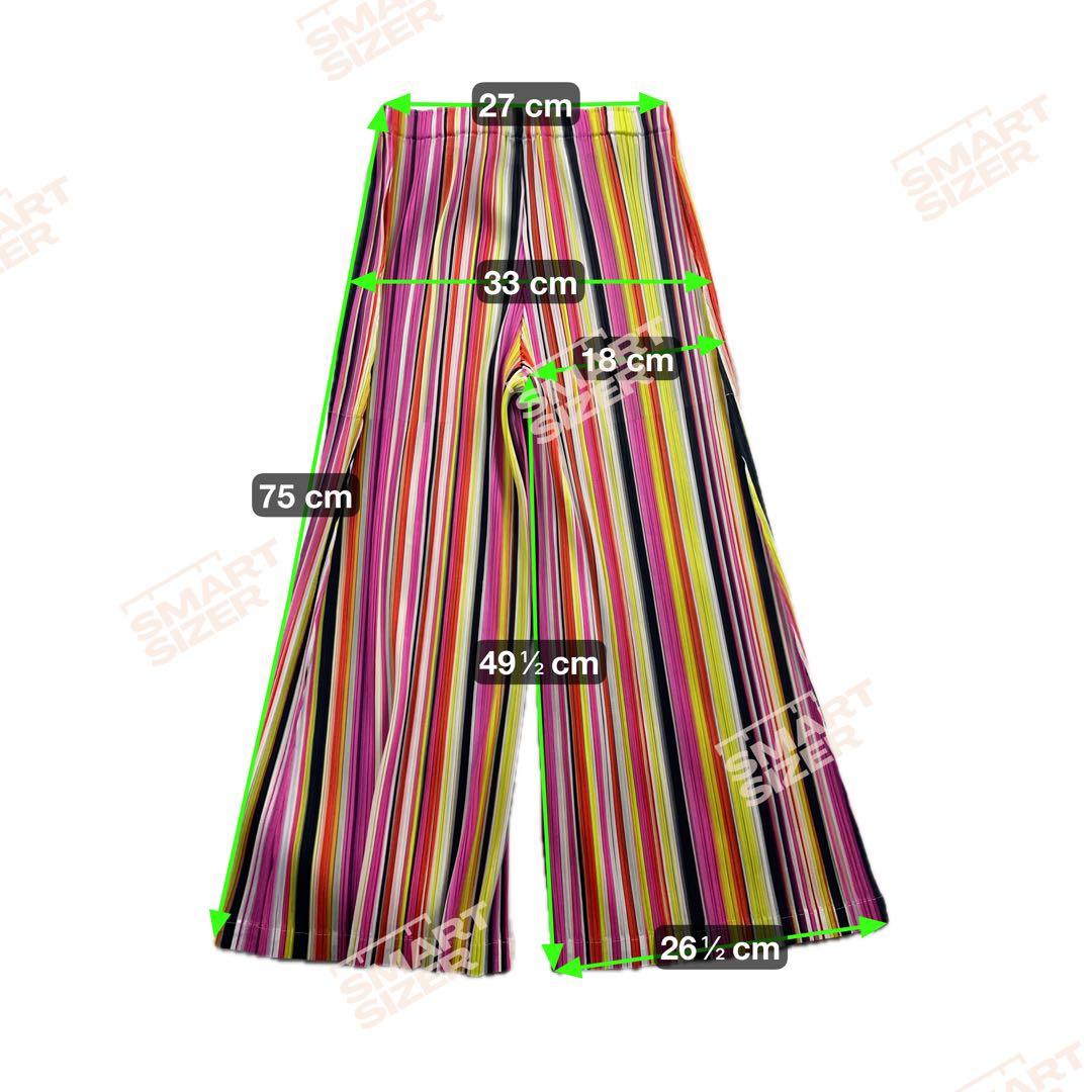 極美品✨PLEATS PLEASE パンツ マルチストライプ マルチカラー 総柄
