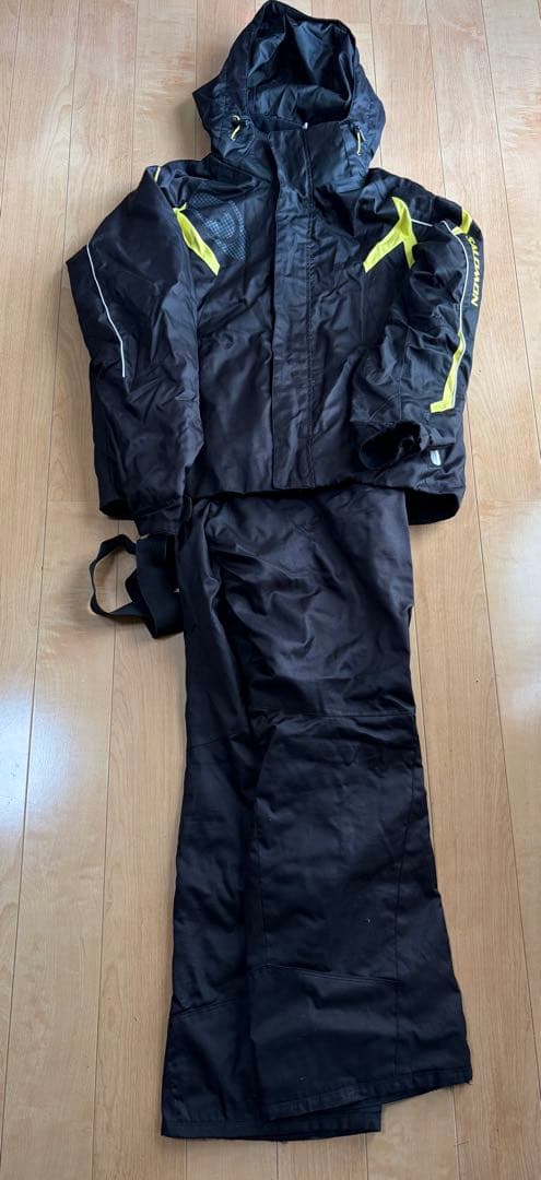 ★サロモン スキーウェア セットアップ フーディー 上下 黒/黄色