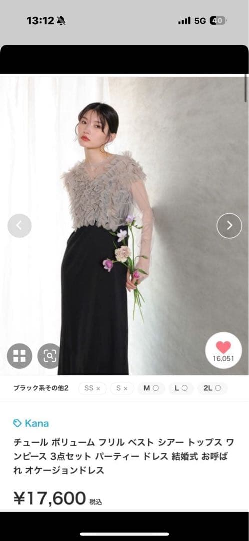 チュール ボリューム フリル ベスト シアー トップス ワンピース