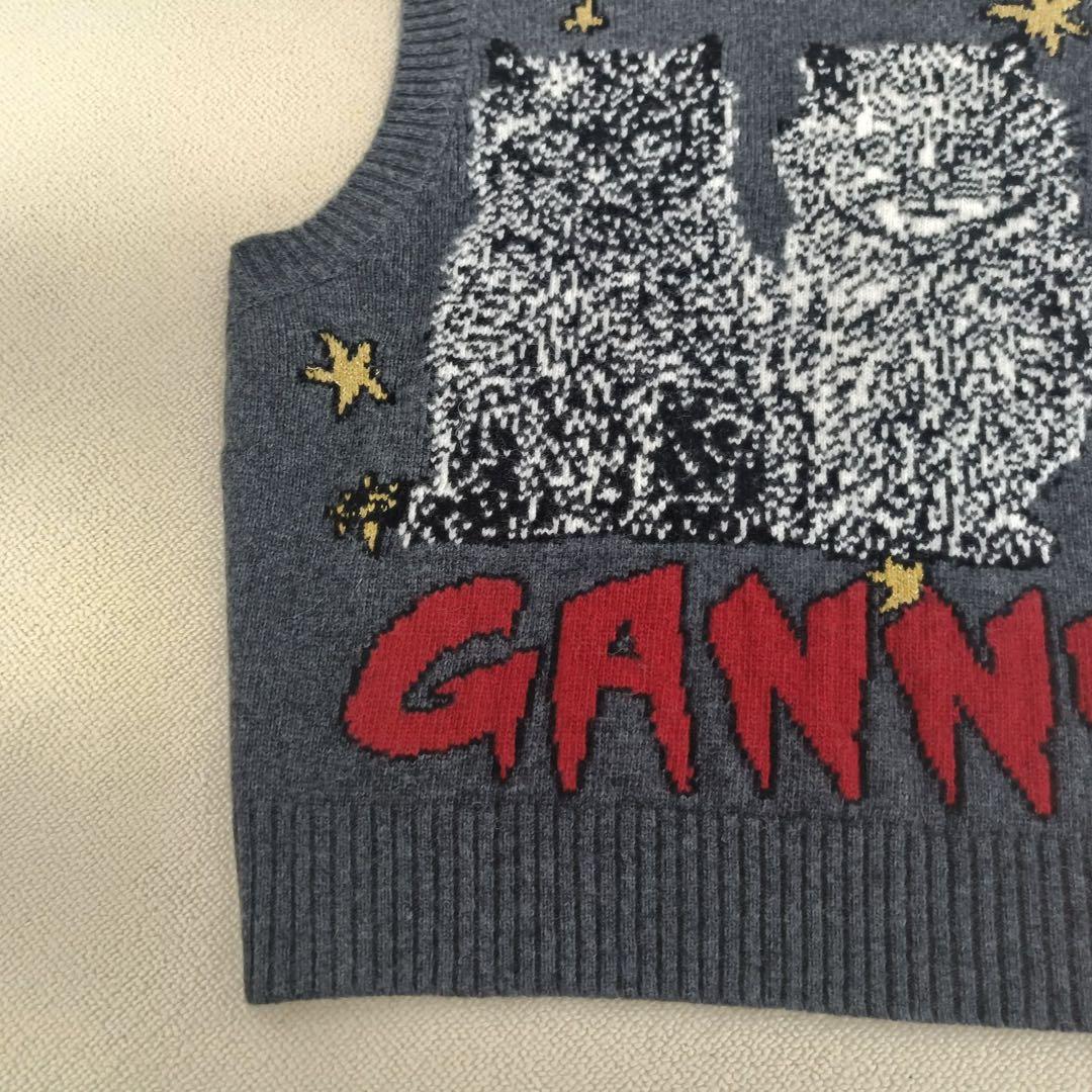 GANNI 猫刺繍 ノースリーブニットベスト