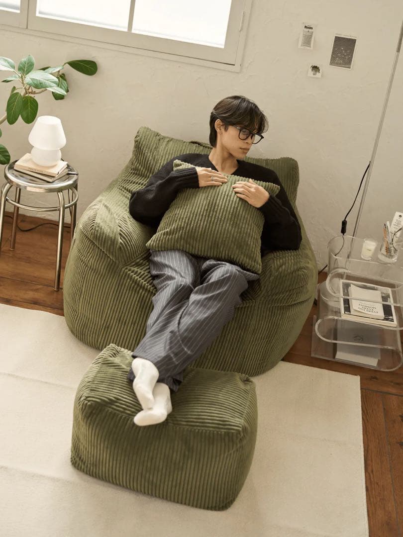 Loosy 1人掛けビーズソファ OLIVE