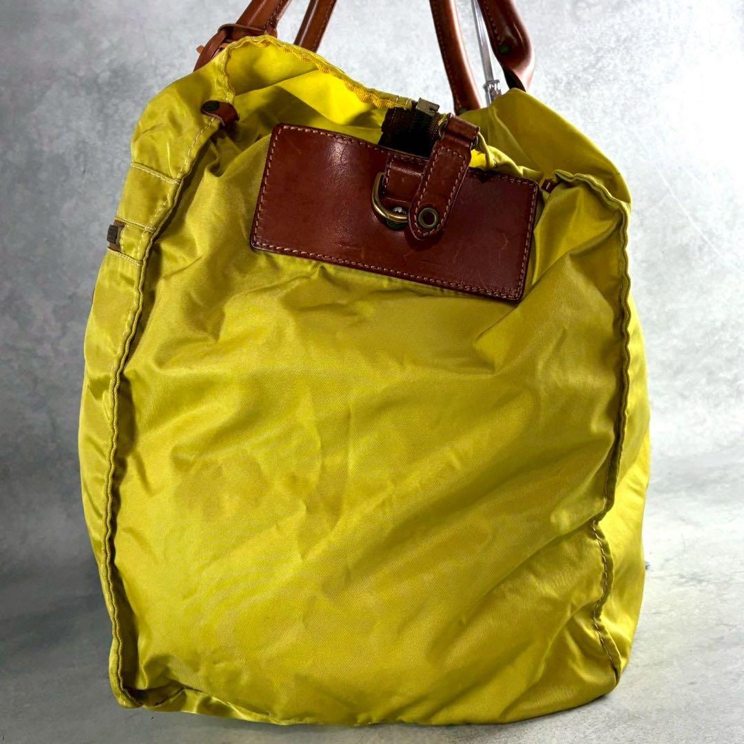 良品 フェリージ P4 レザー ナイロン 2WAY ボストンバッグ イエロー