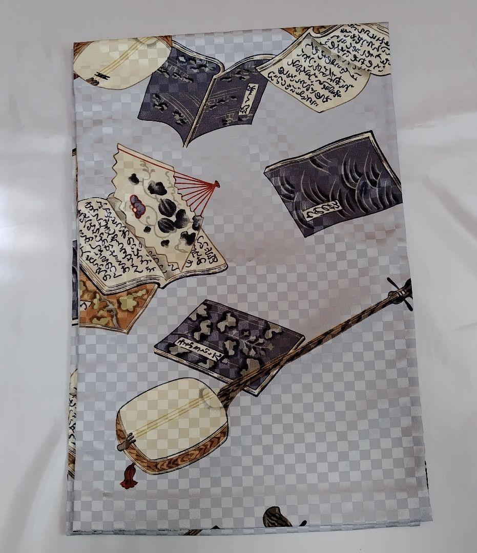 岡重　三味線柄　シルック　替え袖