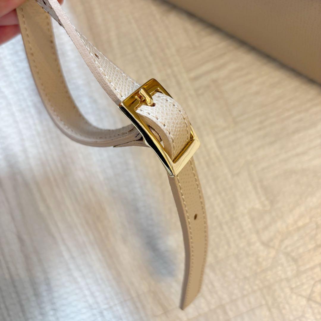 【使用1度のみ美品】カルボッティ ベージュ レザー ハンドバッグ ゴールド金具