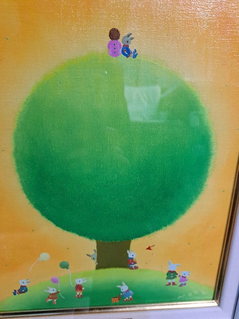 ノブ　サチ作　絵画　油絵　ひだまりの時間