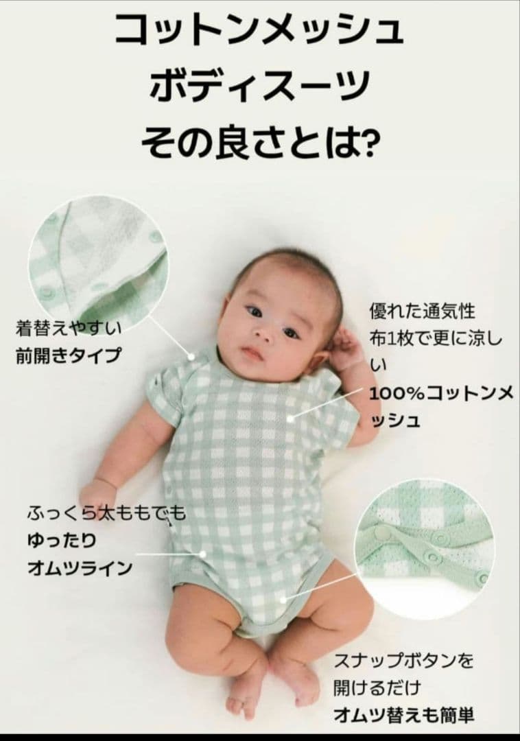 KONNY コットンメッシュボディスーツ 7点セット 12M