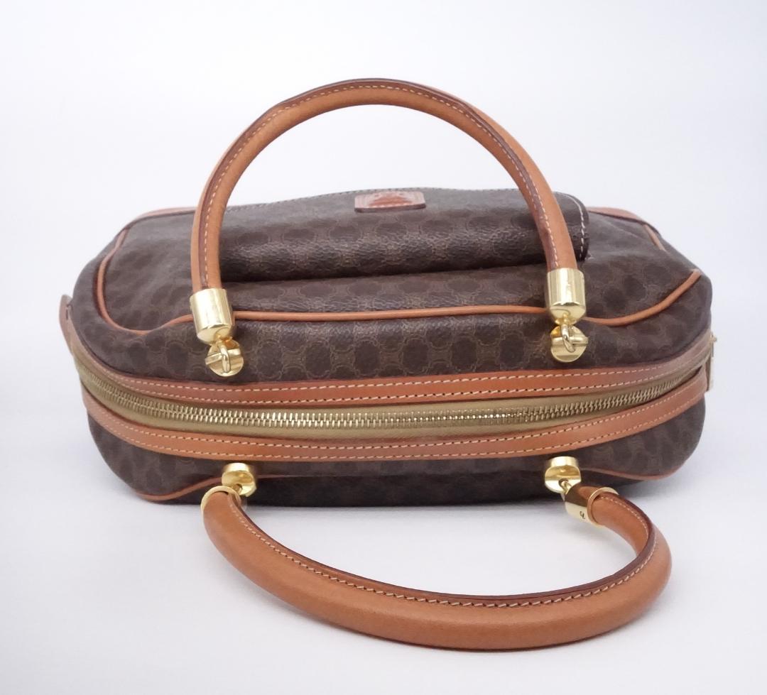 CELINE セリーヌ マカダム ハーフムーン ハンドバッグ ブラウン