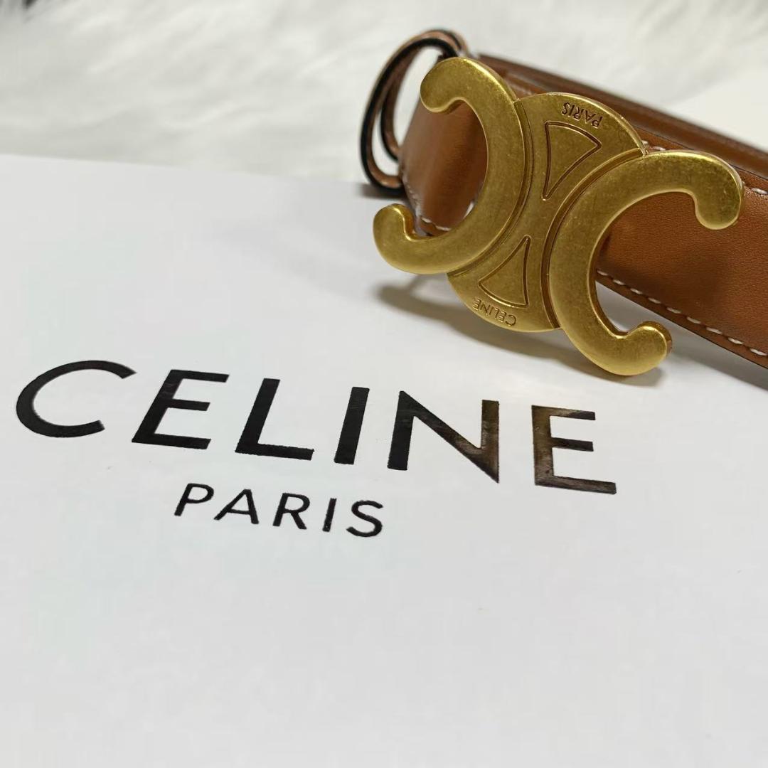 美品 本革✨セリーヌ ブラウン ベルト ゴールドバックル 85