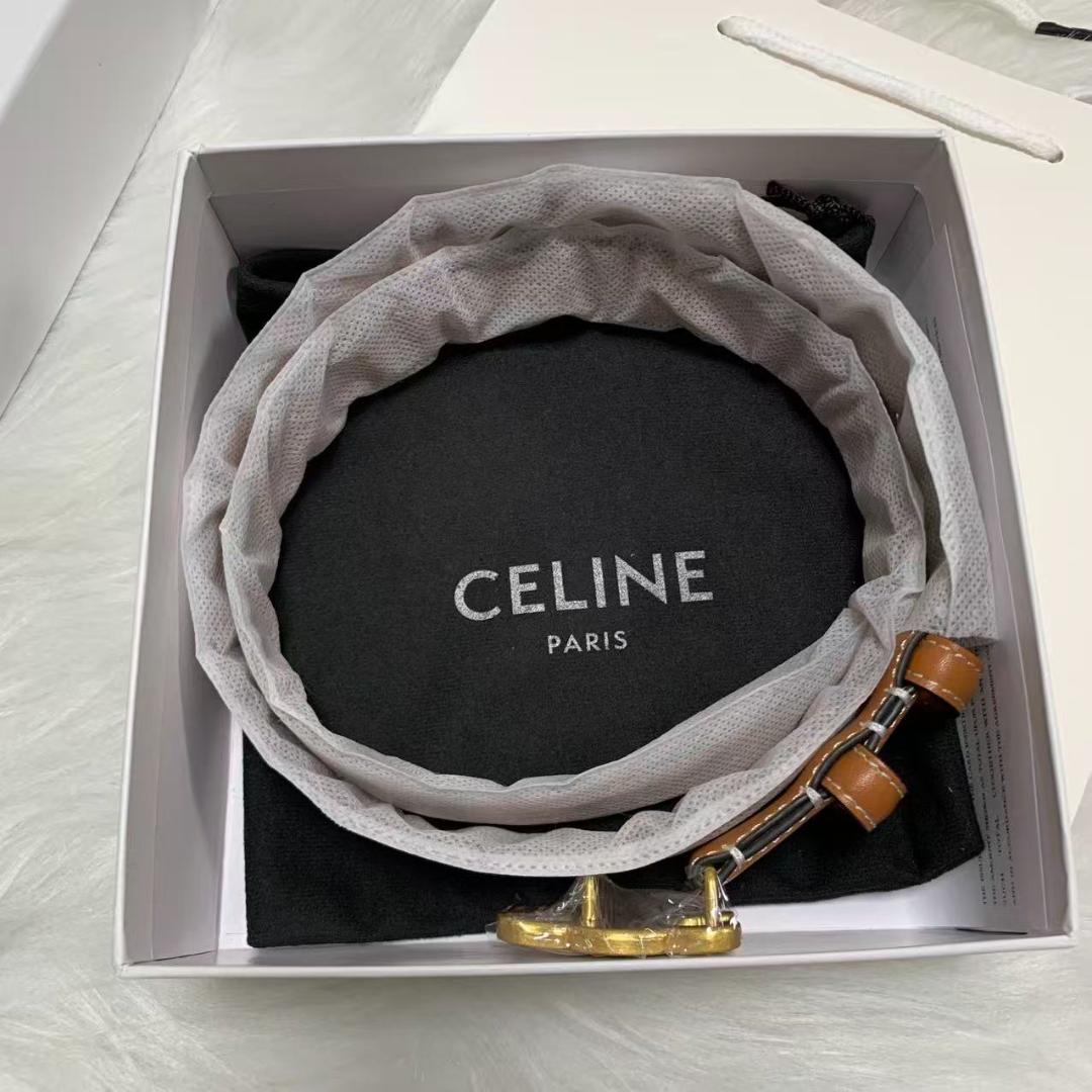 美品 本革✨セリーヌ ブラウン ベルト ゴールドバックル 85