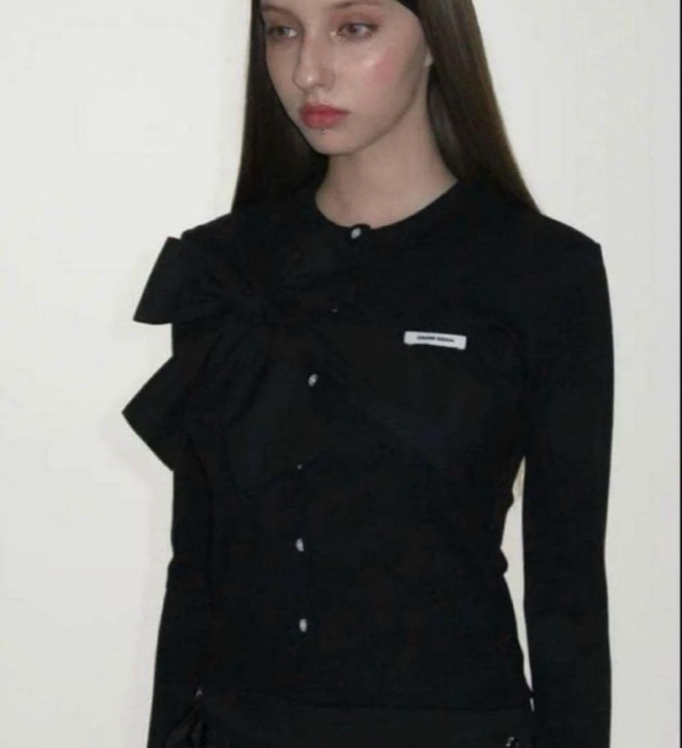 2/6まで値下げ 新品 crank リボンニットカーディガン 黒