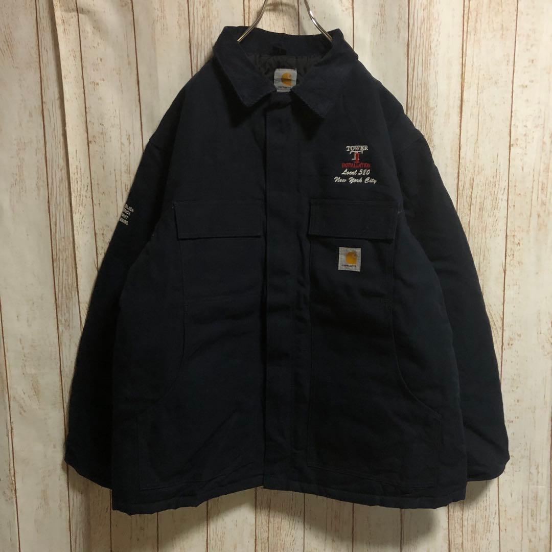 944 メキシコ製カーハートトラディショナルコートダック地企業刺繍USA古着