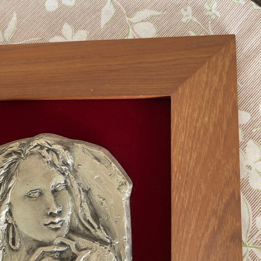 彫刻家 朝倉響子 レリーフ 「晨」 1990 額入 ◆父は東洋のロダン 朝倉文夫