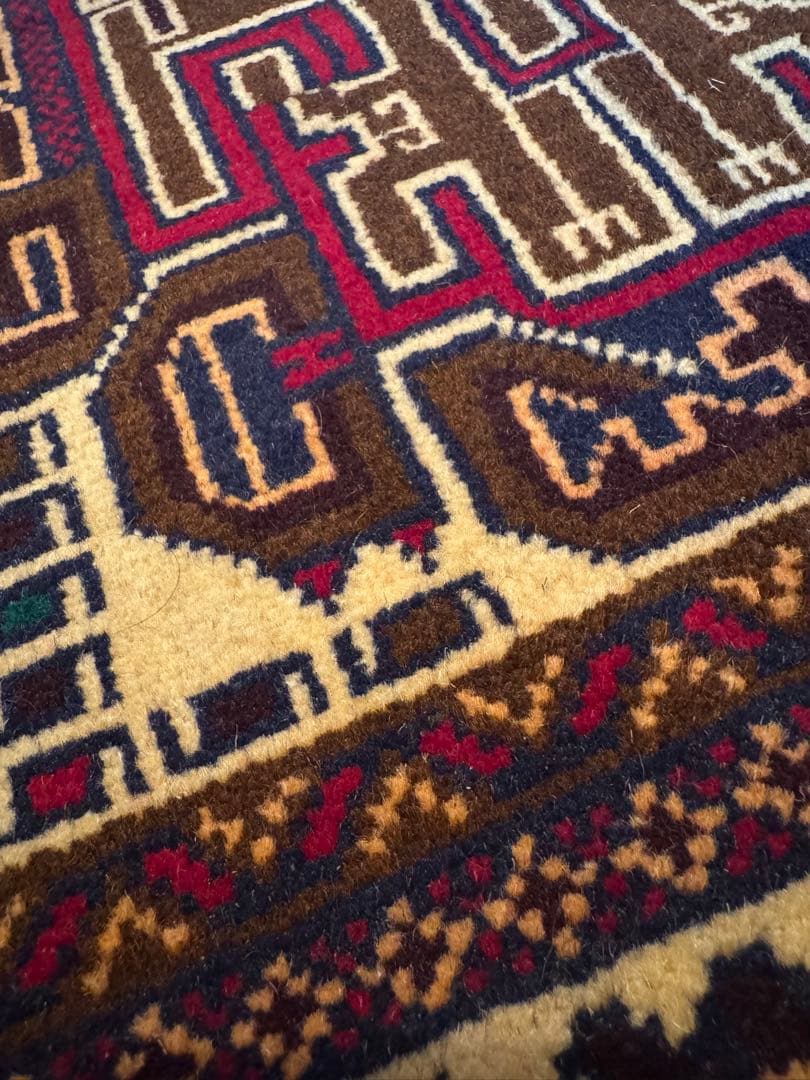 手織りダブルノット バルーチ族織トライバル絨毯　アフガンウール163×85cm