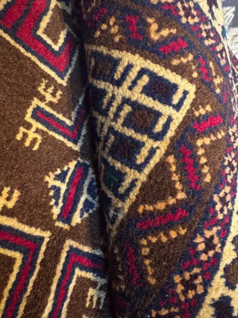 手織りダブルノット バルーチ族織トライバル絨毯　アフガンウール163×85cm