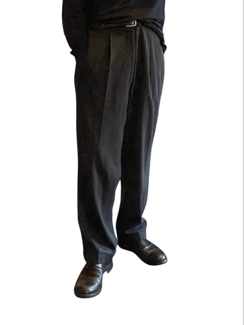 60s US vintage ウールギャバジン ワンタック ワイドスラックス