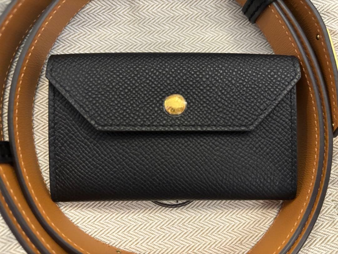 エルメス　ベルト ケリー ポケット 18 黒　ゴールド金具