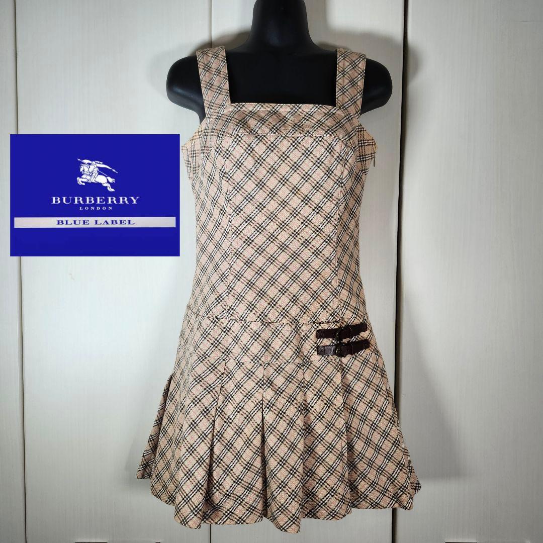 希少　美品　BURBERRY ノバチェック　ワンピース　牛革ベルト　y2k　S