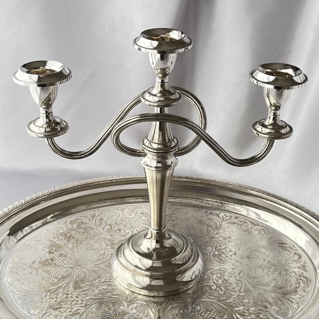 【英国】 パールのキャンドルスタンド トリプルホルダー【シルバープレート】