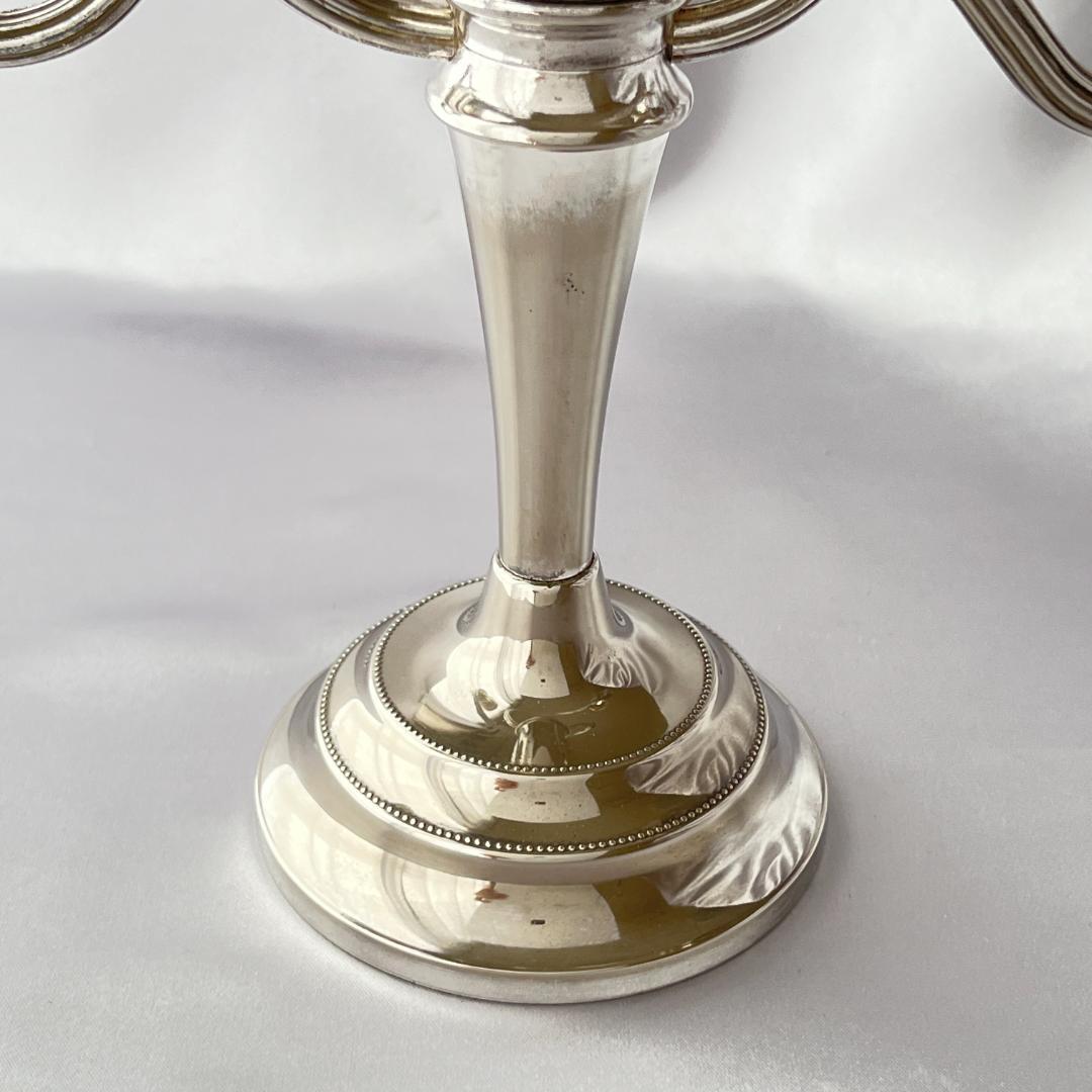 【英国】 パールのキャンドルスタンド トリプルホルダー【シルバープレート】