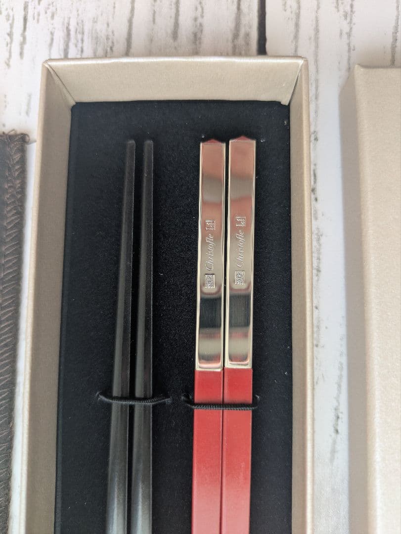 ★新品未使用Christofle 箸セット 赤黒