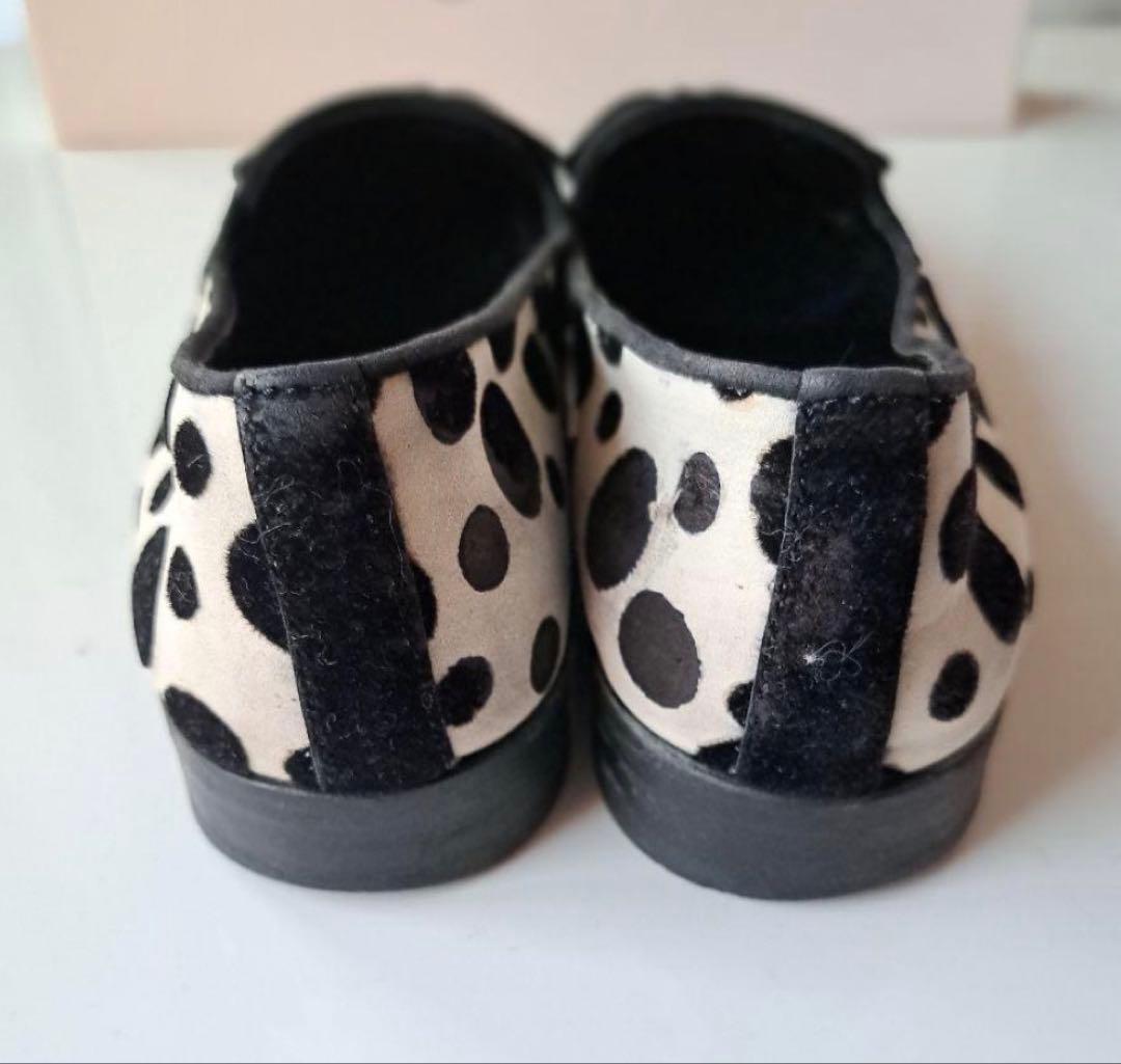 美品　箱付　セルジオロッシ　ハラコレザーローファーフラットシューズ36 水玉