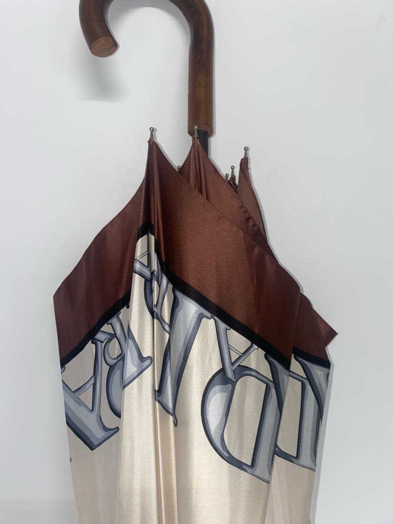 PRADA 長傘 ホワイト系・ブラウンLOGOプリント柄長さ92com