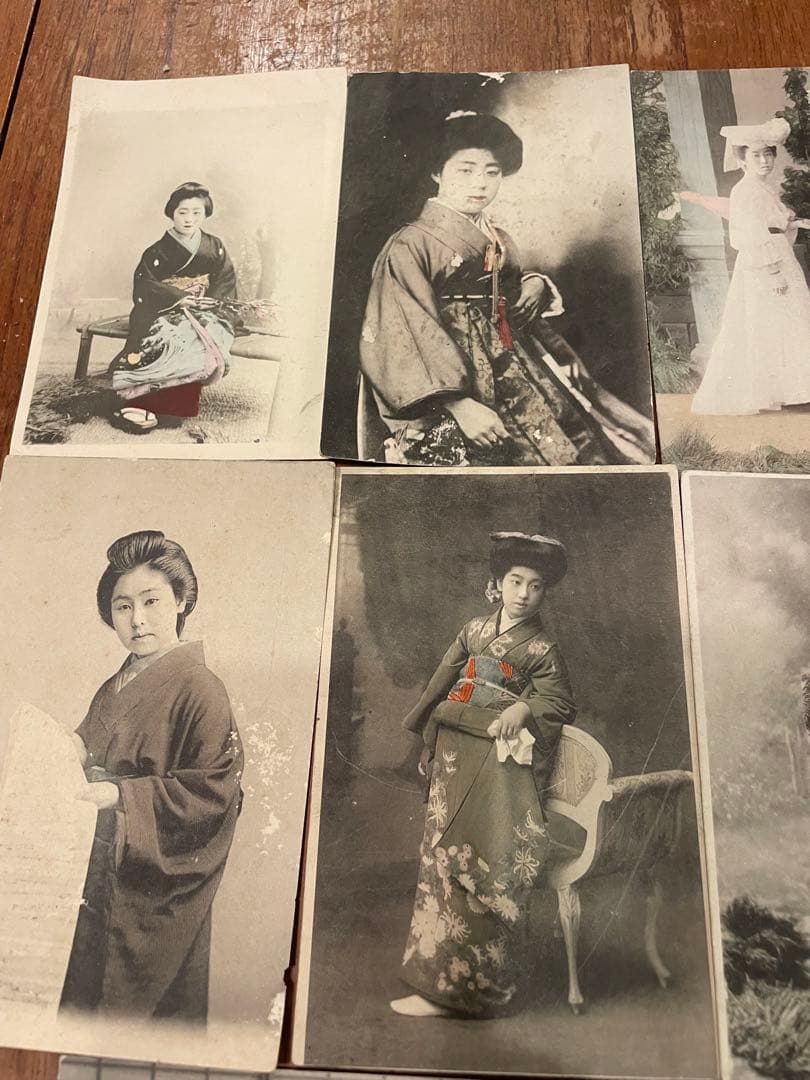 古写真 絵葉書 芸妓 戦前 印刷物 美人 手彩 着物 明治