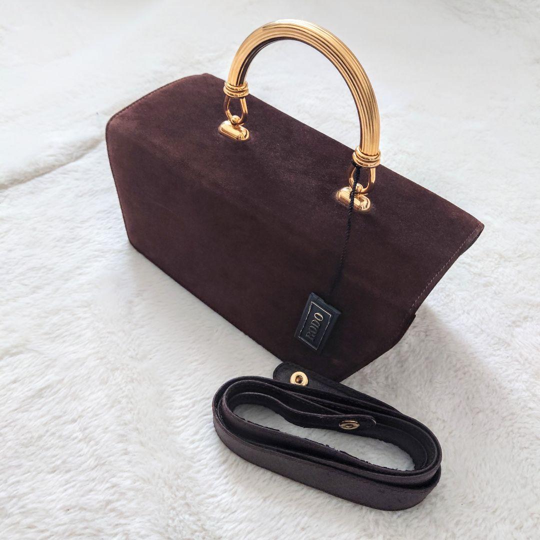 高級 希少モデル イタリア製 RODO 2way バッグ ゴールド スエード