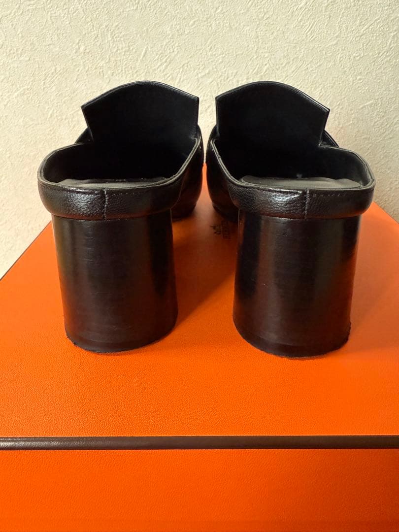 最終お値下げ　エルメス オズ　ミュール　サンダル レザーブラック　37