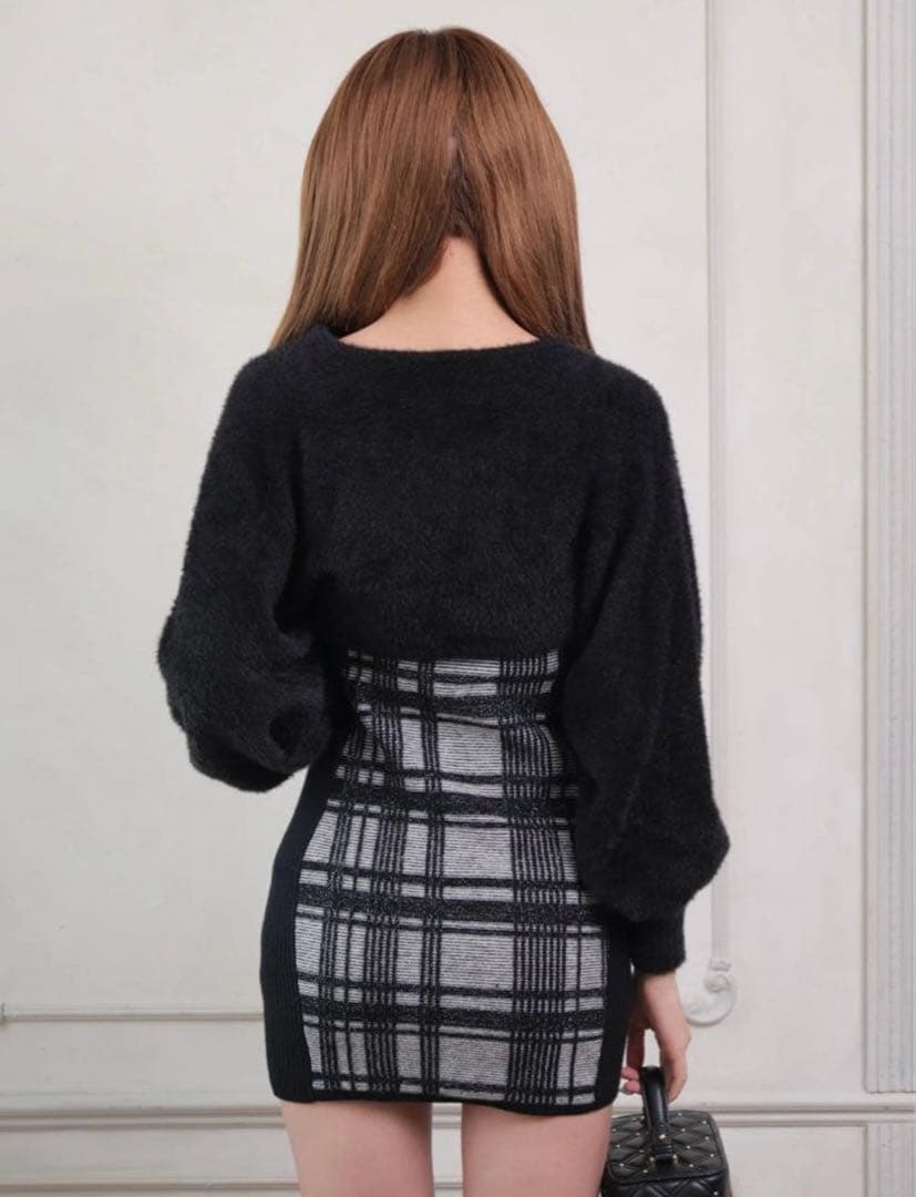 lip service リボンフェザーアンサンブルニットワンピース