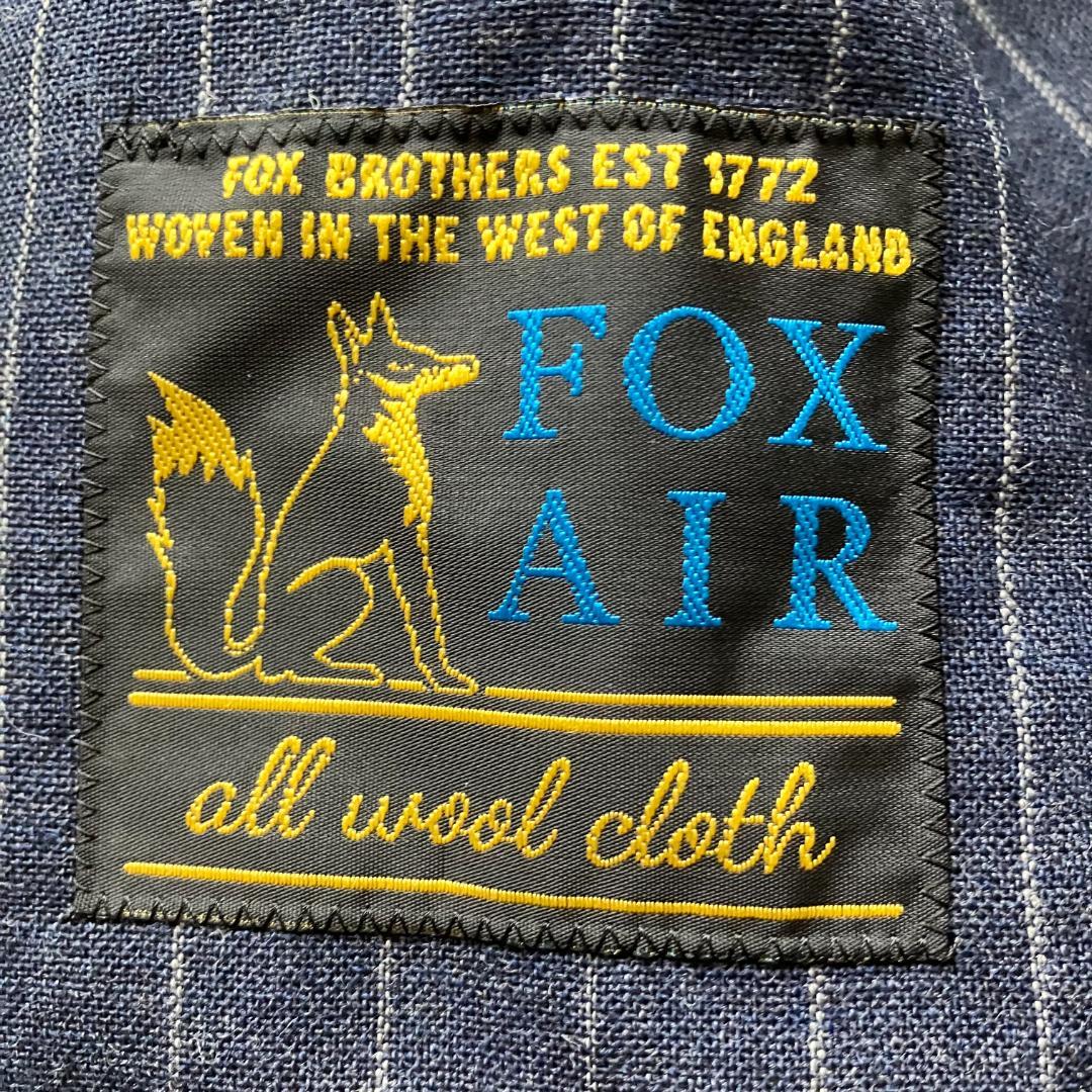 極美品◎ピルグリム フォックスエアー ノーカラージャケット ストライプ 紺