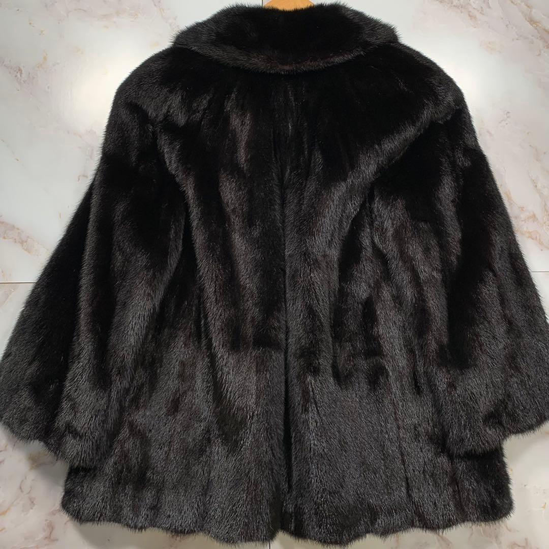 裾幅135㎝ Valentino ヴァレンティノ ブラックグラマ ミンクコート