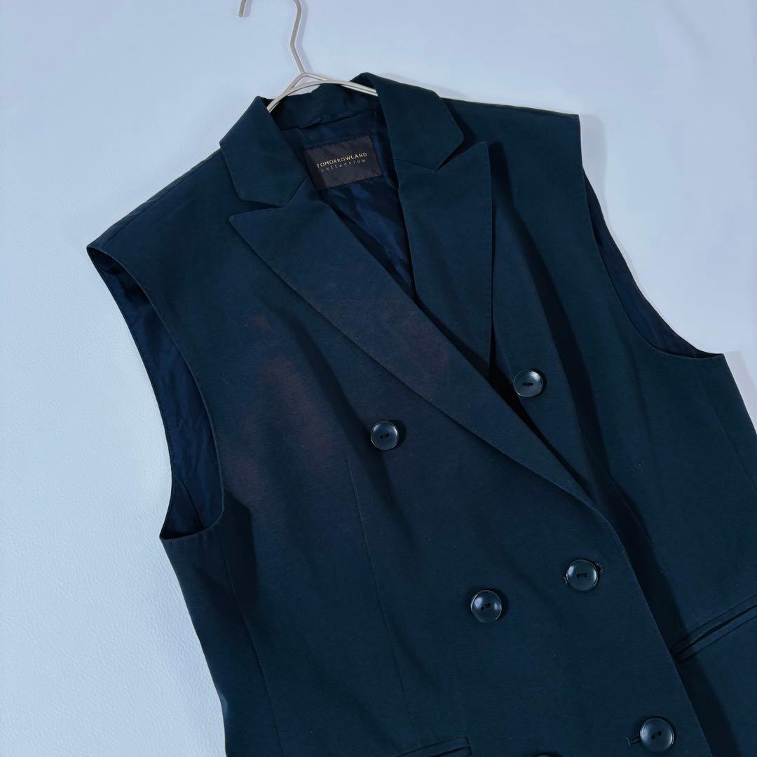 862 トゥモローランド ダブルブレストジレ 23SS ネイビー 36