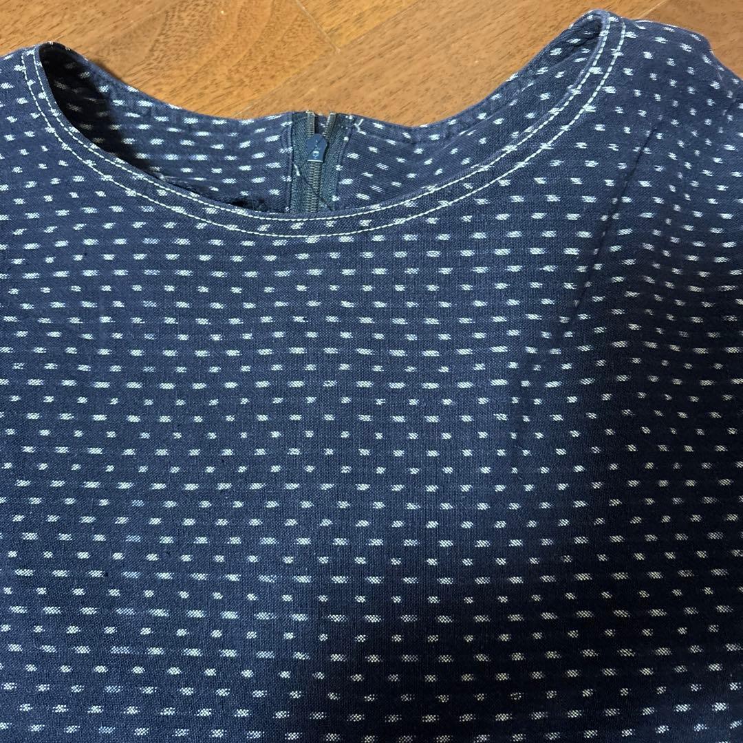 久留米絣　おおやぶ　ステッチ　切り替え　おしゃれな　チュニック