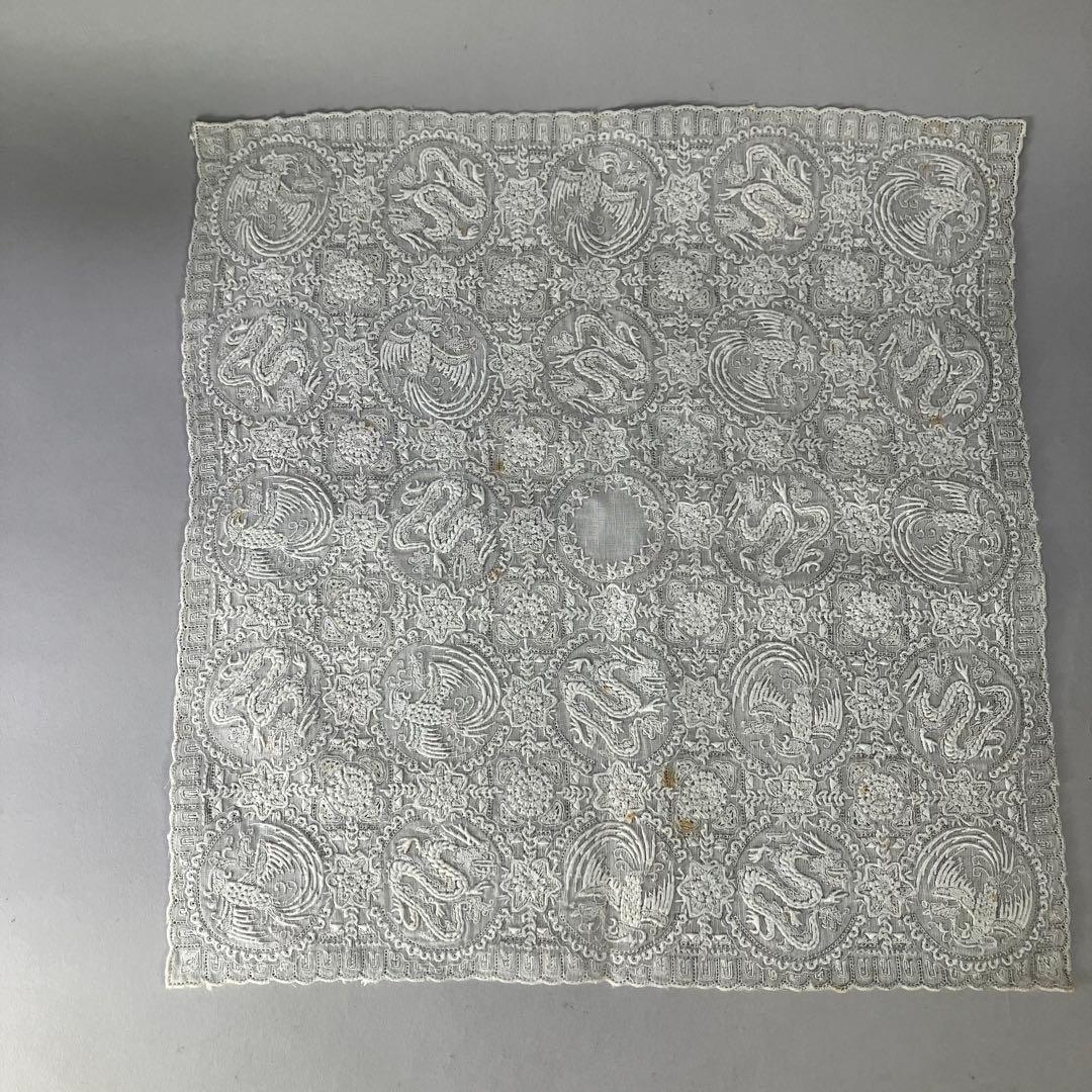 ◆ スワトウ刺繍？ ハンカチ ◆龍・鳳凰◆汕頭◆中国 アンティーク