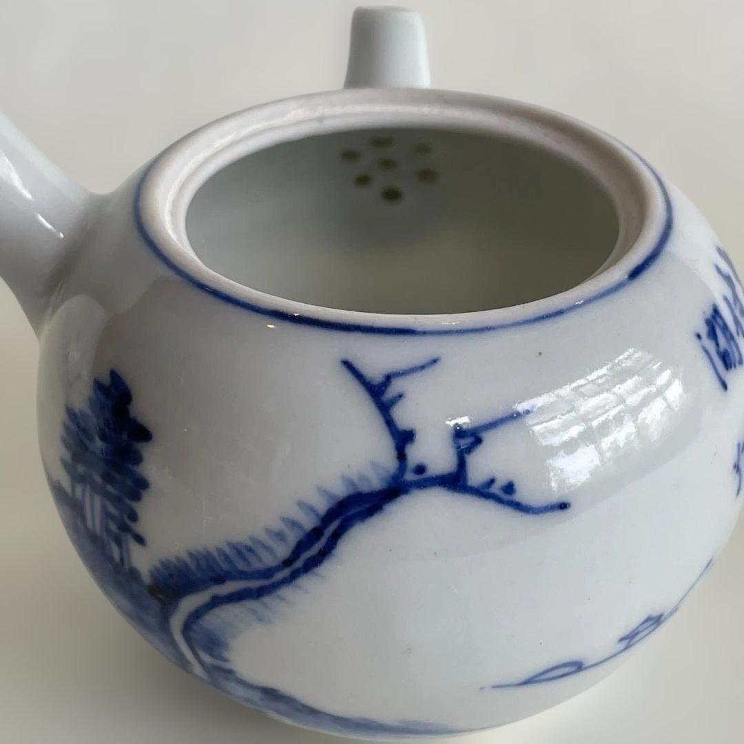 京焼 高橋 道八 華中亭 四代目 煎茶 急須 セット 染付 山水 茶道具 美品