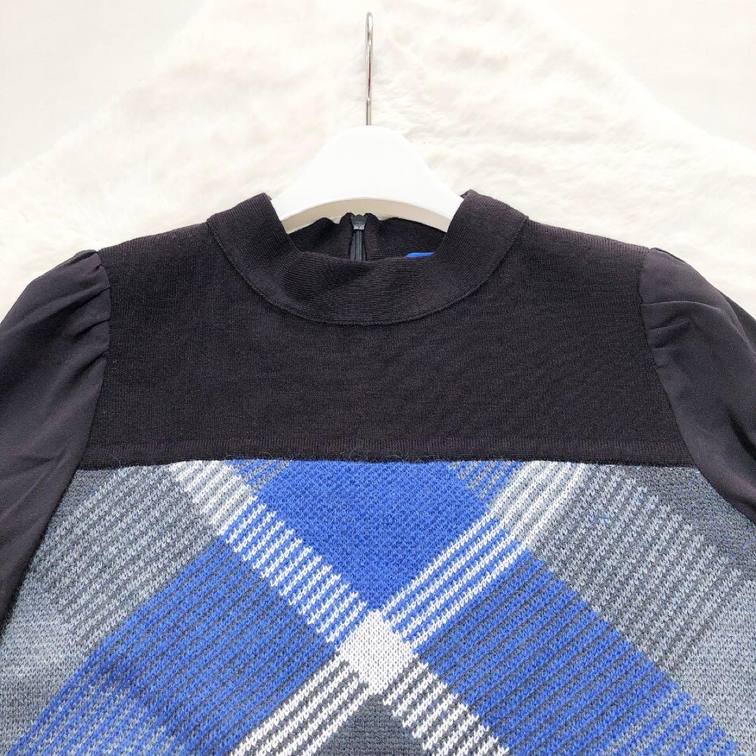 ブルーレーベルクレストブリッジ*ドッキングワンピース チェック ニット 38