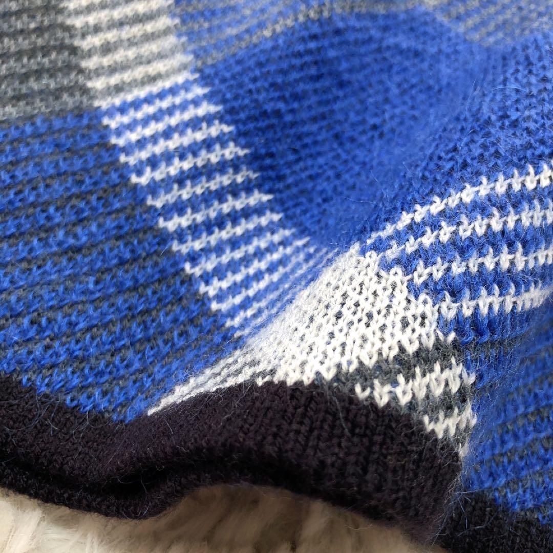 ブルーレーベルクレストブリッジ*ドッキングワンピース チェック ニット 38