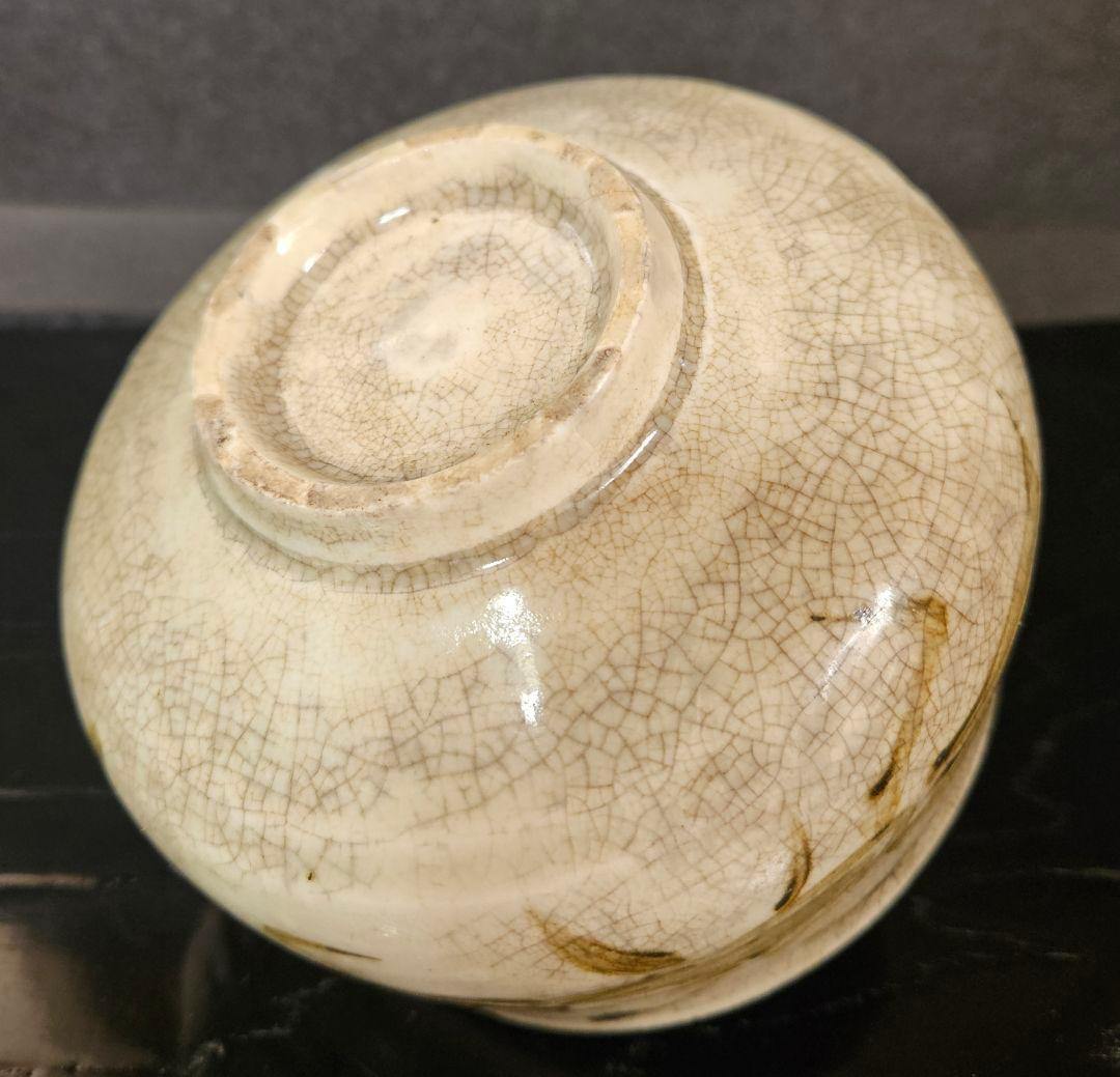 【名品❗】李朝古美術　李朝古陶磁　古玩　李朝　鉄砂　蟹の図　大振り　茶碗　【逸品