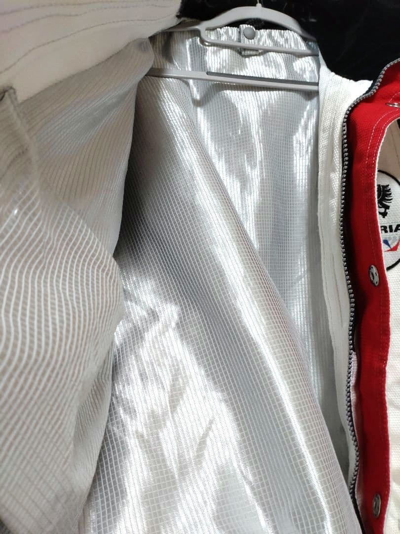 asics Power Austria スキーウェア 赤/白 フード付き