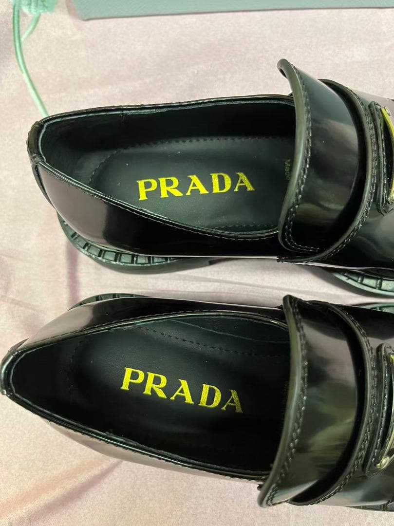 極美品 PRADA ブラック ローファー 厚底 37
