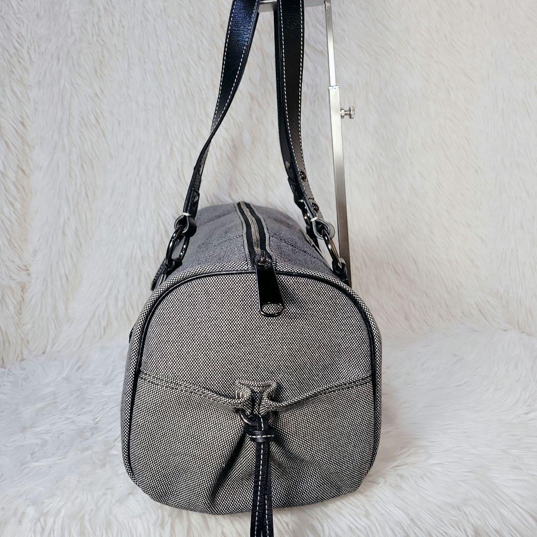 希少✨バーバリー ボストン ハンドバッグ　キャンバス レザー　ロゴプレート