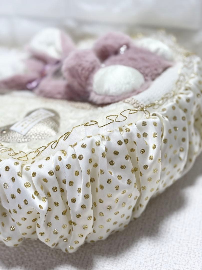 ゆ*ら様 コヤンイサムチョン　ハンドメイド　ギャザーバッグ白　ルミちゃん　ピンク