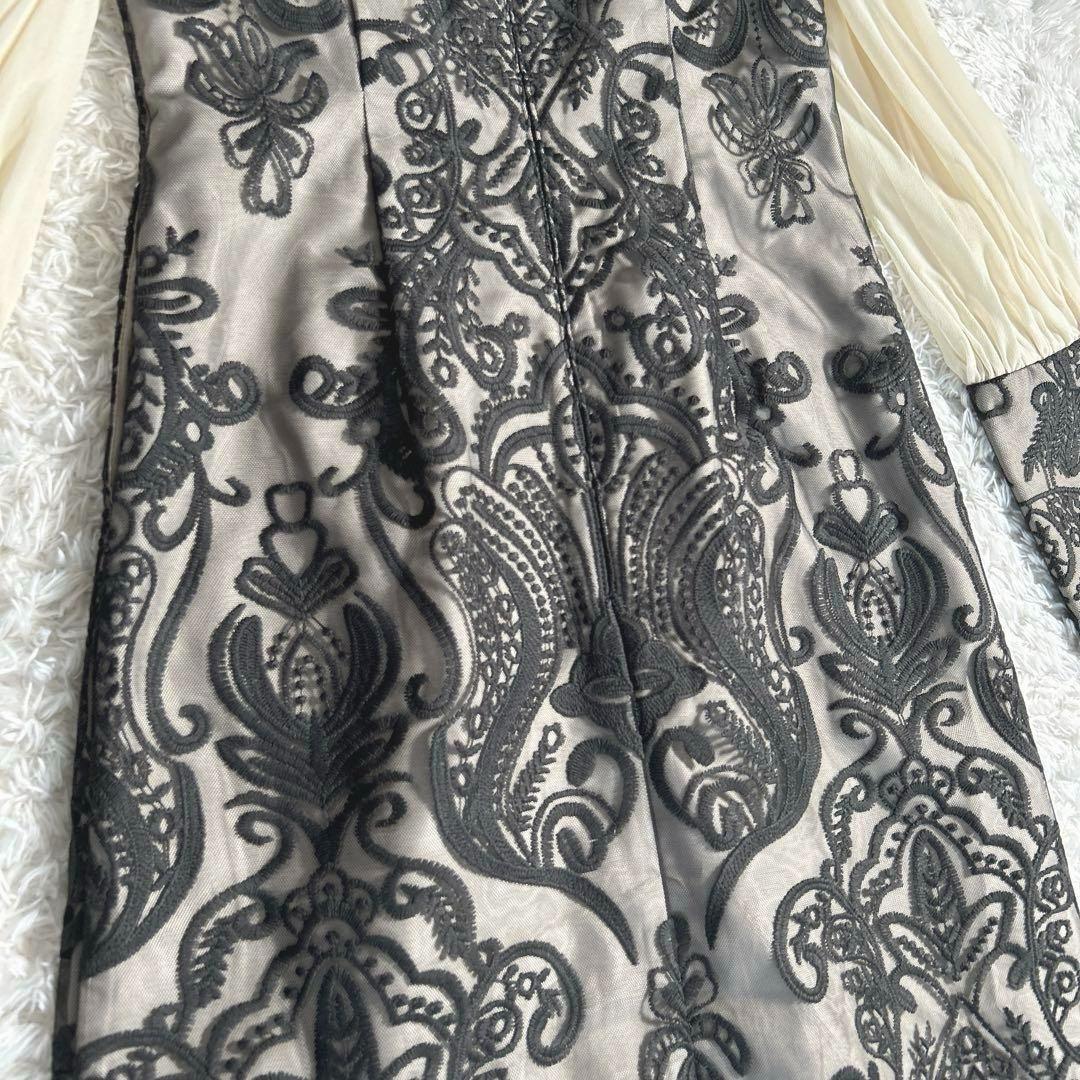 【美品・24SS】　ANDRESD　ダマスクギャザードレス　ワンピース　カーキ