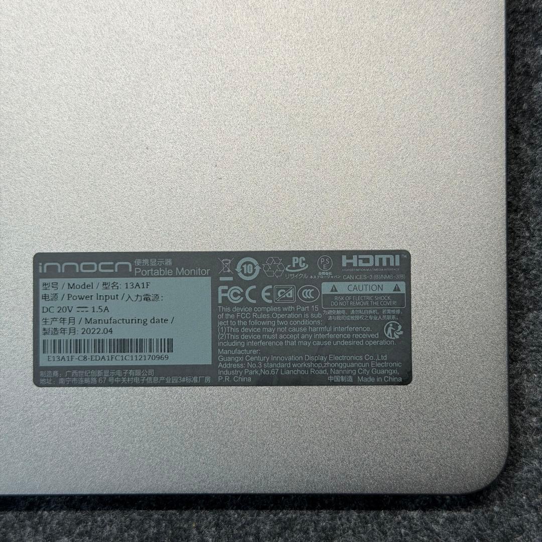 中古 INNOCN 13.3インチ OLED ポータブル モニター 13A1F