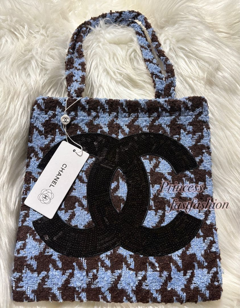 Y*様 シャネル CHANEL 千鳥 ブルー スパンコール トートバッグ