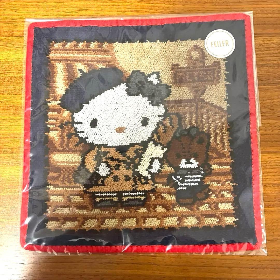 2枚セット　赤ふちと青ふち　フェイラー　ハローキティ　イエナ　コラボハンカチ