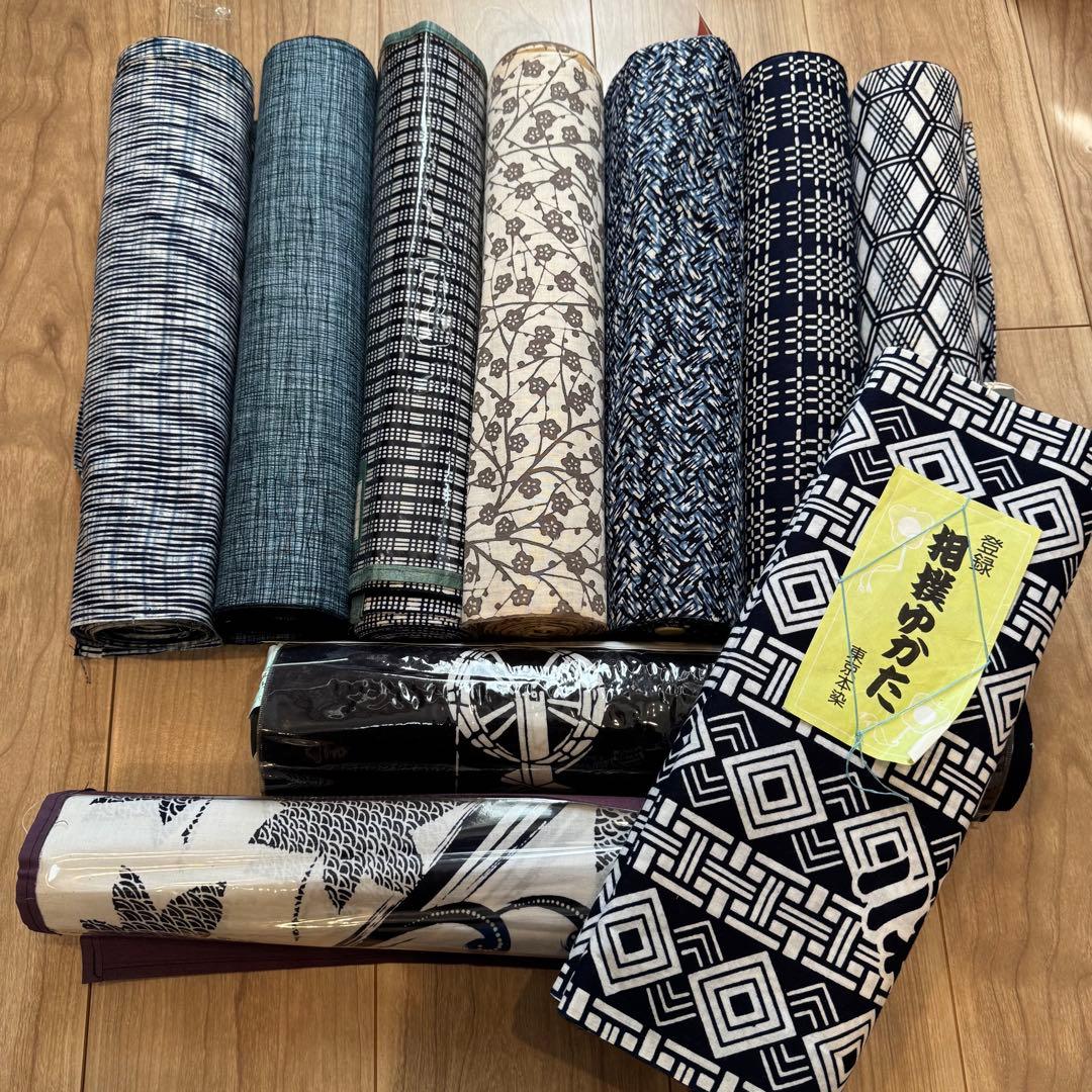 格安 リメイク　素材　 まとめ売り　着物　和服　10点　本染　浴衣　反物　三勝染